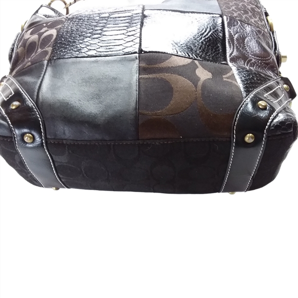 ☆☆SOLD☆☆Coach Brown Patchwork Leather Shoulder Bag - Picture 5 of 15